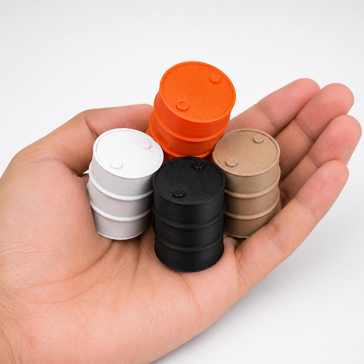 Miniature Oil Barrel Set | 3D Printed - Industrial Fuel Drum Model for Diorama, Scale Models, Railway Scenery, RC Crawler, Construction & Warehouse Display (Pack of 4)-image-46