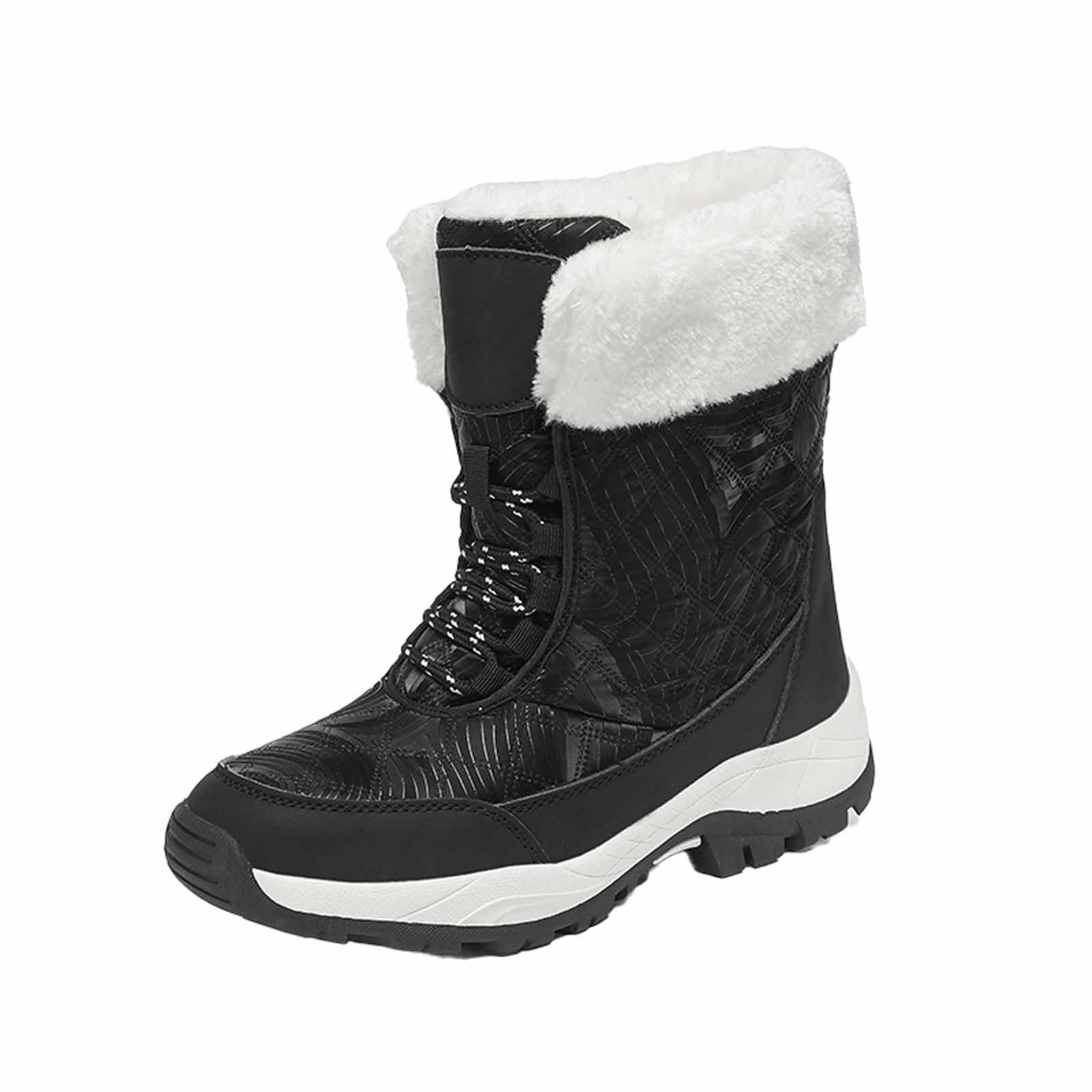 Generico Scarpe Da Neve Donna Impermeabili Invernali Antiscivolo Stivaletti Doposci Calde Termiche Scarpe Da Neve Stivali Imbottiti Scarponi Con Fodera Dopo Sci Snow Boots Per All'acqua Trekkin