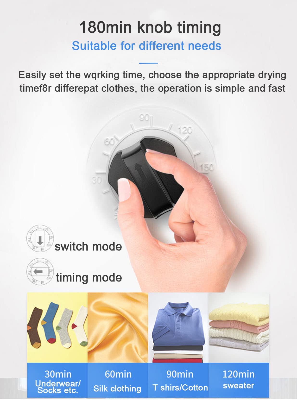 Stendibiancheria Elettrico da Interno Dry Soon, riscaldato, con Timer Automatico, stendibiancheria Portatile, Guardaroba a Risparmio energetico