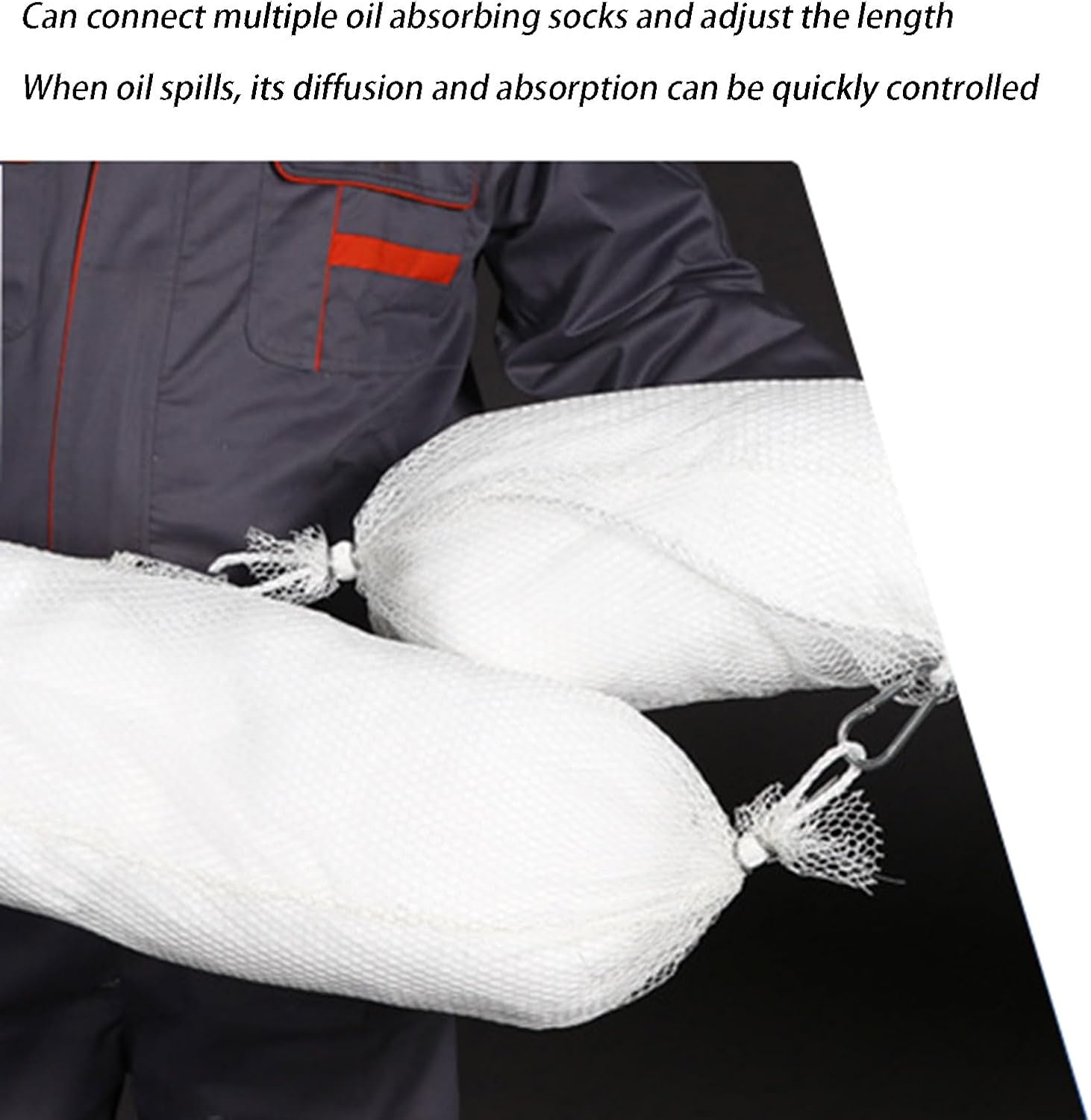 Oil Absorbent Socks - Heavy Industry Oil Absorbing Socks - Oil-Only Absorbent Boom,Non Absorbent of Water, Polypropylene, White(Size:5in×9.8ft（12.7cm×3m）,Color:Pack of 5)