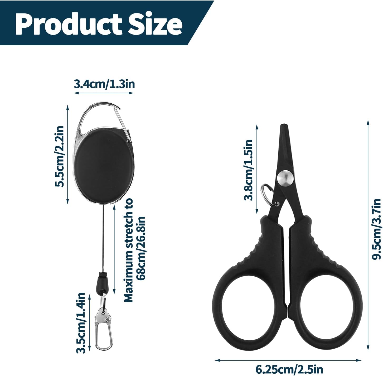 2 PCS Fishing Scissors with Retractable Buckles, Fishing Line Cutter for Braided Line, Cutter Stainless Steel with Teflon Coated Fishing, Fishing Accessories Tools for Saltwater Freshwater
