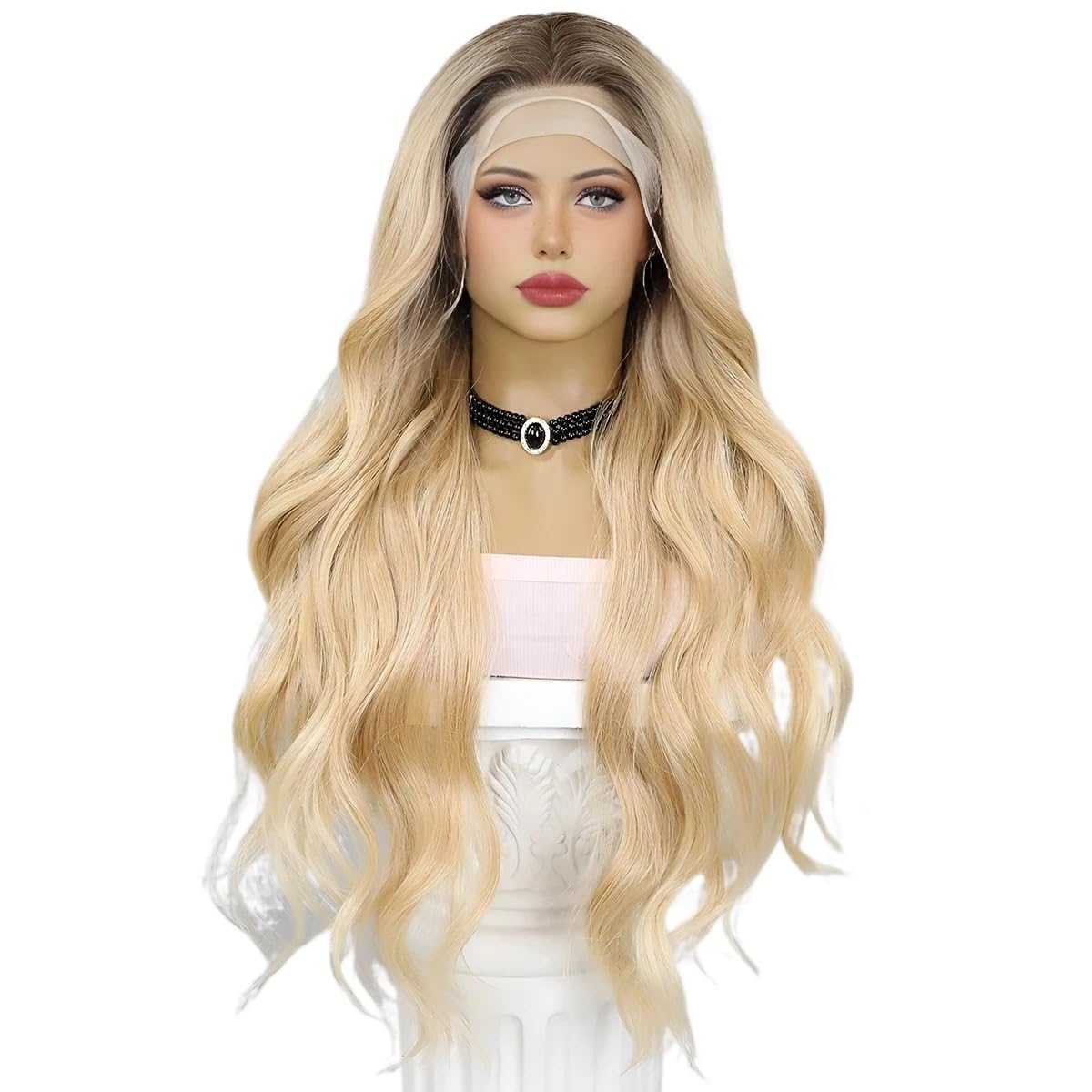 Parrucche Parrucca bionda for capelli lunghi da festa quotidiana sexy con onda grande for giochi di ruolo