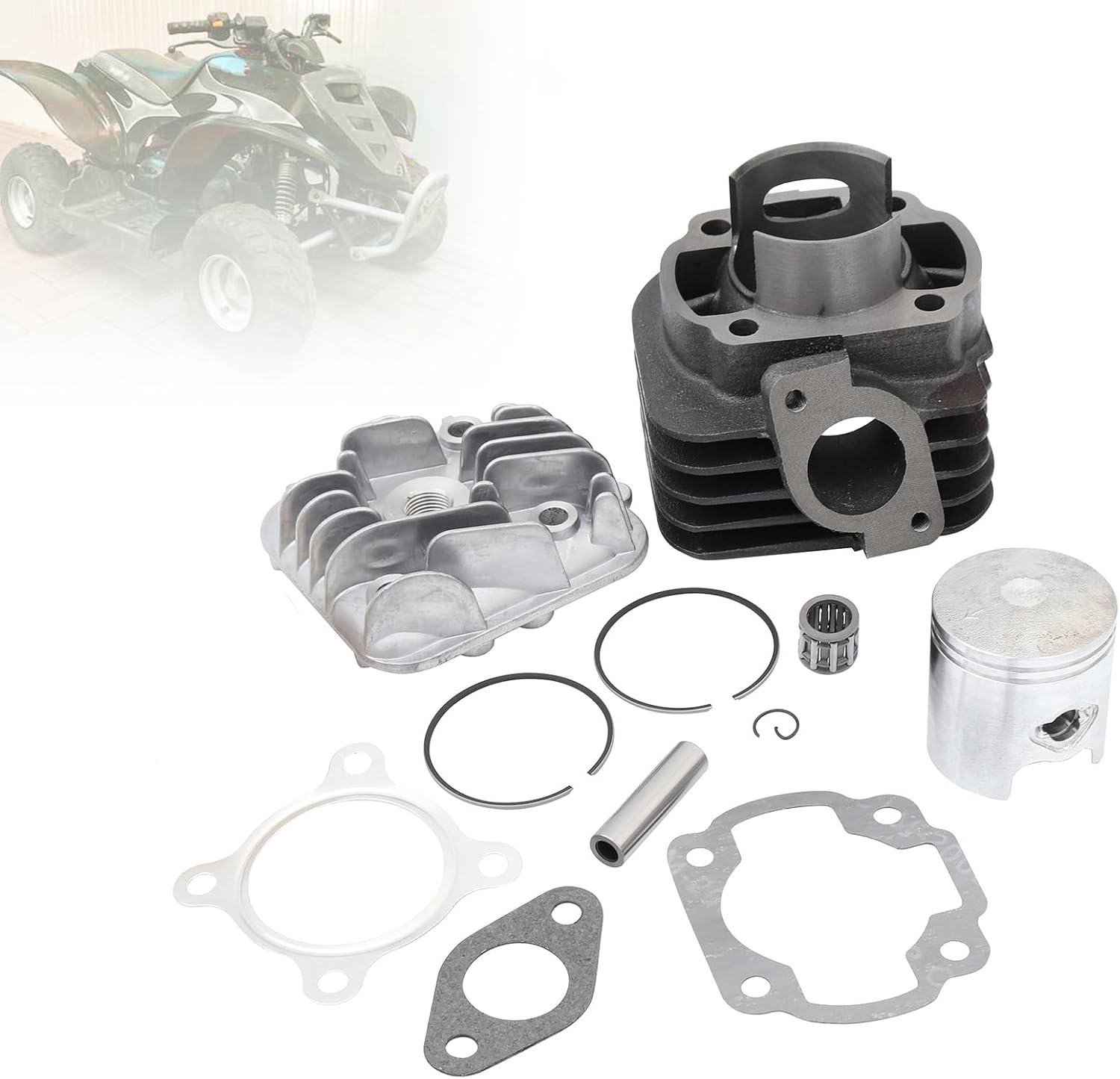 70cc 2 Stroke Cylinder Head Piston Gasket Big Bore Rebuild Kit Fit for ETON Viper 50 Fit for Impulse 50