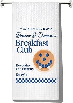JNIAP Horror TV Show Kitchen Towel Damon Salvatore Gift Blueberry Pancake Gifts TVD Merch TVD TowelBreakfast Club kt