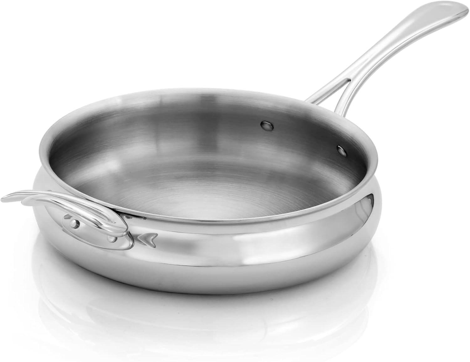 Nambe CookServ 10-inch Frying Pan - 5-Ply Stainless Steel Skillet, Aluminum Core for Fast, Even Heating, Non-Reactive Interior - Compatible with All Types of Cooktops, Dishwasher Safe