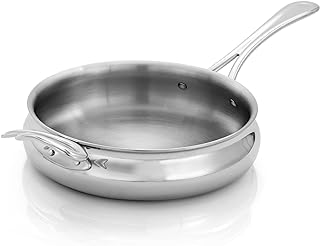 Nambe CookServ 10-inch Frying Pan - 5-Ply Stainless Steel Skillet, Aluminum Core for Fast, Even Heating, Non-Reactive Interior - Compatible with All Types of Cooktops, Dishwasher Safe