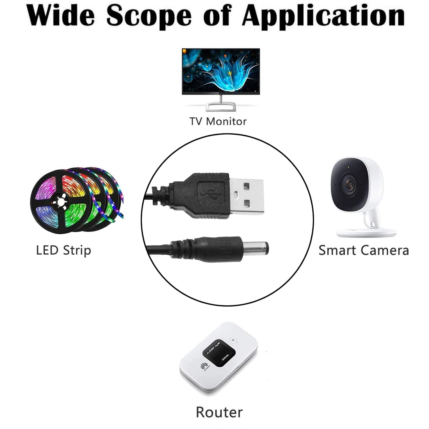 Wide Scope of Application for USB DC 5V Cable