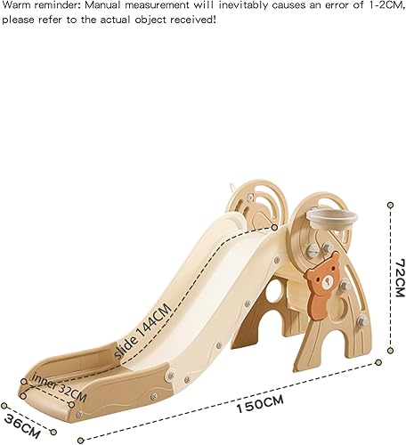 Miniatura 7 de Tobogán 4 en 1 para niños pequeños, toboganes independientes para niños, sandalias plegables de plástico para bebé con aro de baloncesto y pelota,