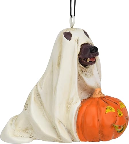 Miniatura 6 de Tree Buddees Lindo perro vestido como fantasma con calabaza adorno de Halloween