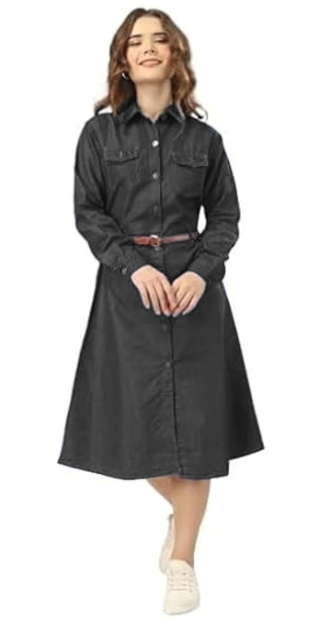 tripursundari fashion Black Woman Poly Cotton Denim Shirt Dress 31500-picture-11