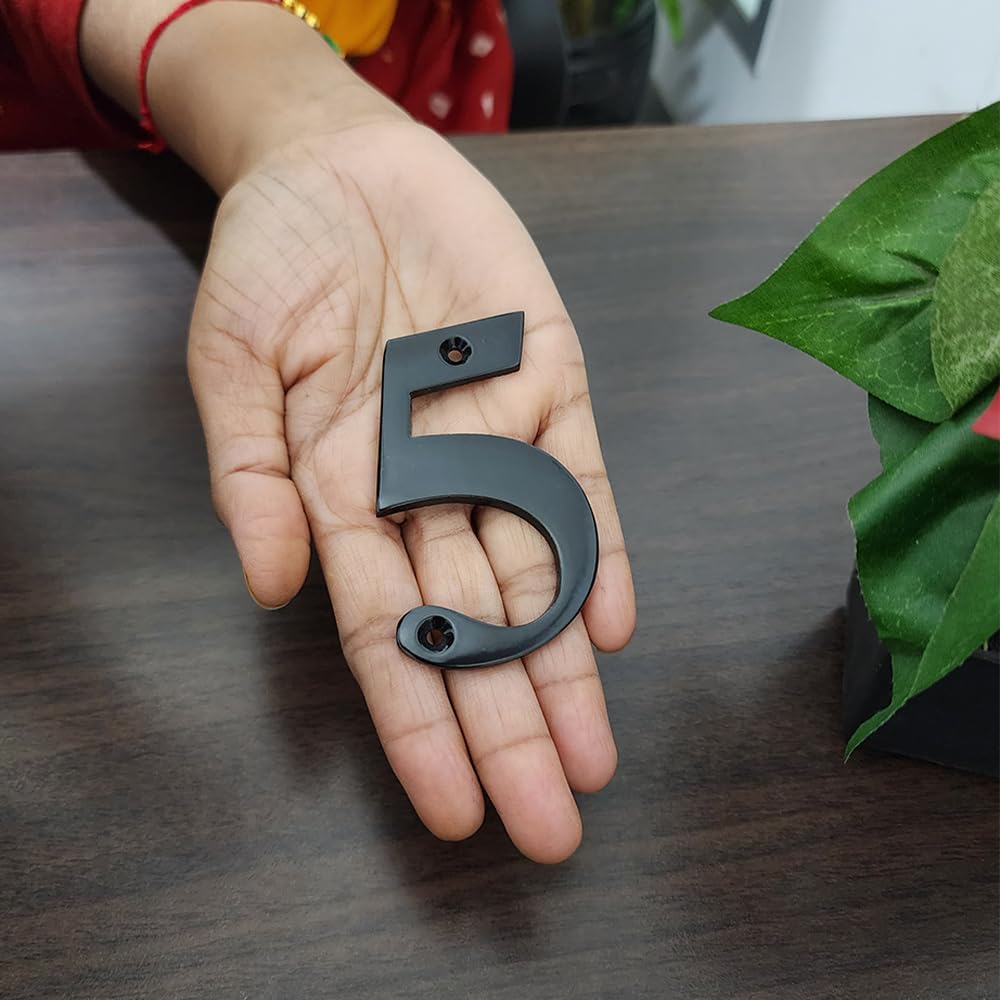 A10SHOP Doris 3-Inch Brass Metal Letters Address Signs For Houses Mailbox Numbers House Numbers For Outside House Numbers Address Sign For Outdoor Sign Door Numbers (Number 5, Satin Black) — Amazon image 2
