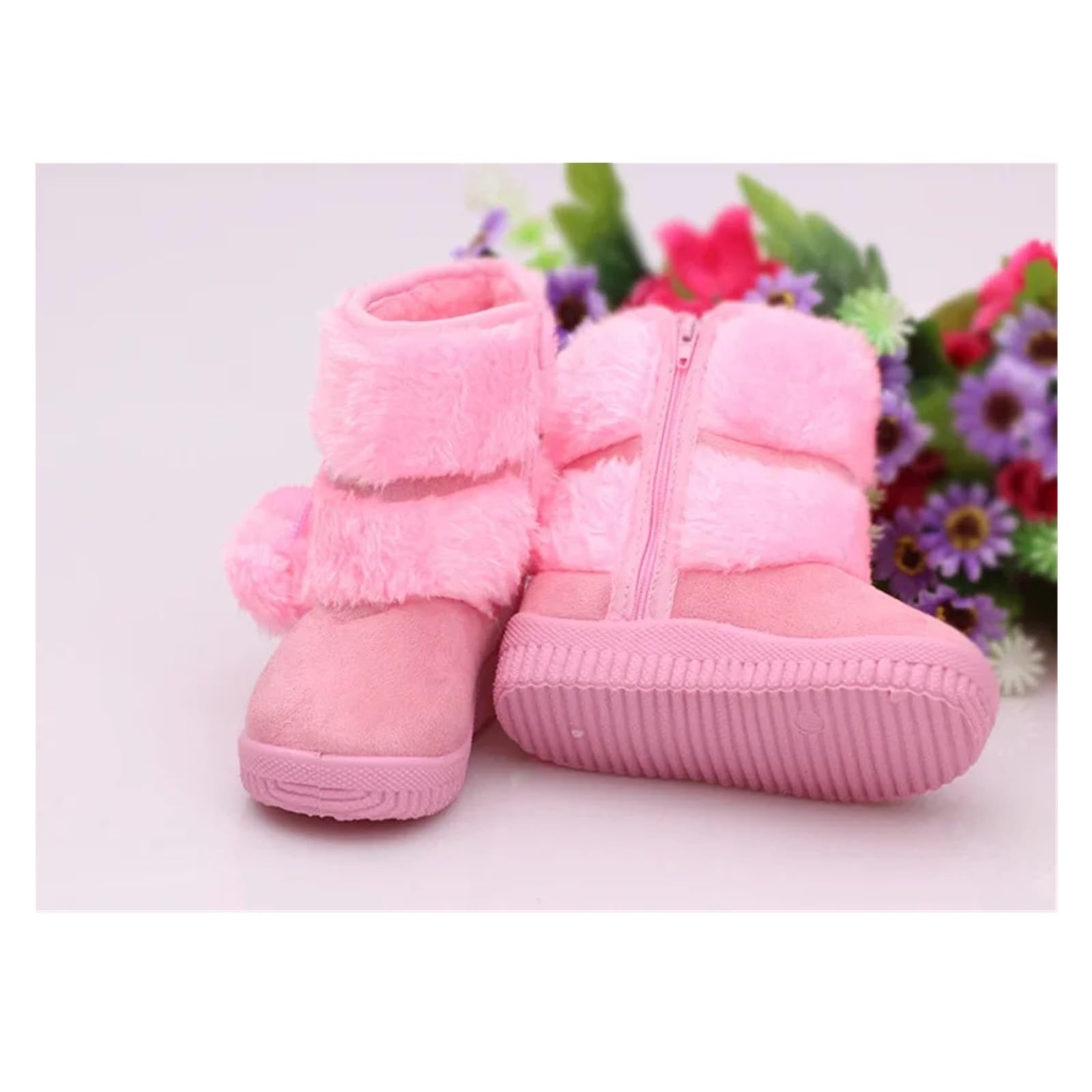 Girls Children Snow Boots – Comfortable Thick Warm Kids Boots with Lobbing Ball Design, Cute Autumn Winter Boots(Beige,21)
