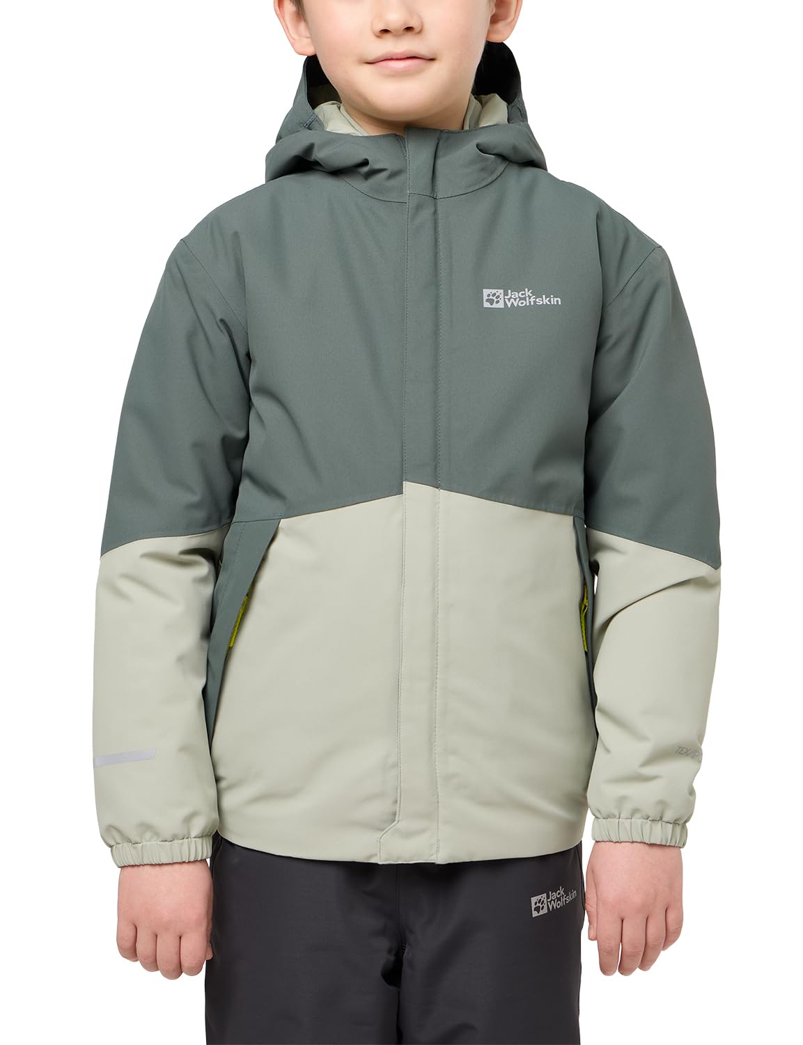 Jack Wolfskin Unisex Kinder Blocky Daunenjacke, Slate Green/Mint Leaf, 176 EU