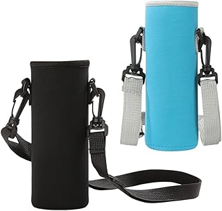 2 Piezas Bolso Térmico Portátil de Neopreno para Botella de Agua para Mantener Tus Bebidas, Para Deportes, Viajes, Negro + azul, 1500ml