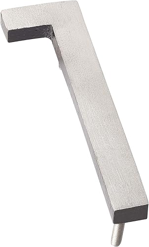 Montague Metal Products MHN-8-F-BK2-1 Números flotantes modernos de aluminio cepillado sólido, 8 pulgadas, níquel satinado con recubrimiento en