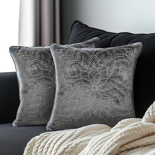 Fundas de almohada de terciopelo de 18 x 18 pulgadas, fabricadas en Egipto, lujosas fundas de almohada decorativas para sofá y dormitorio, fundas de