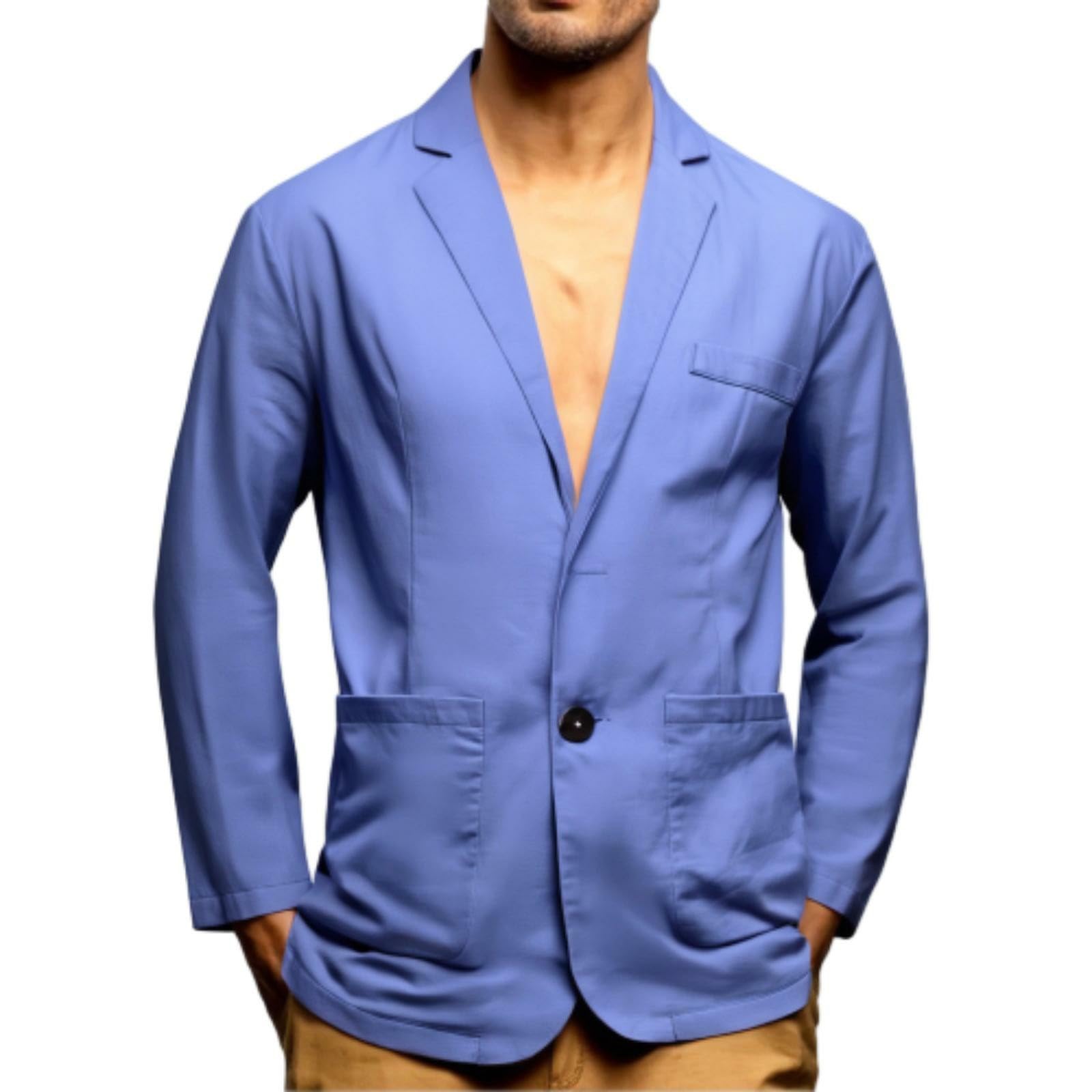 Giacca da uomo in velluto a coste, stile vintage, vestibilità regolare, elegante, con colletto alto, tinta unita, con bottone e tasche