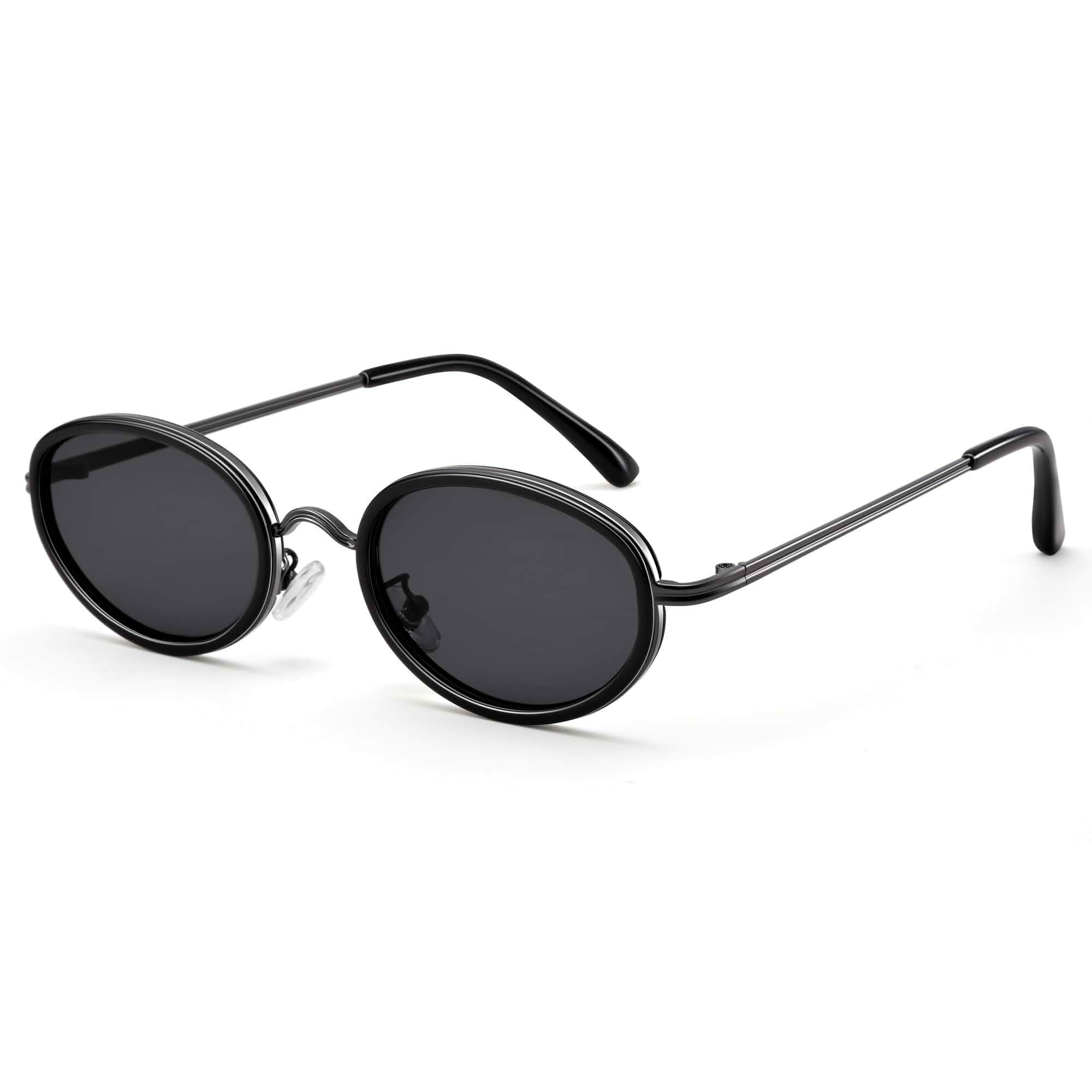 Retro Oval Chic Sunglasses for Women Men 90s Metal Frame Lightweight metal frame, 100% UV400, trendy vintage flattering fit. Solid colors for daily wear, vacations, festivals