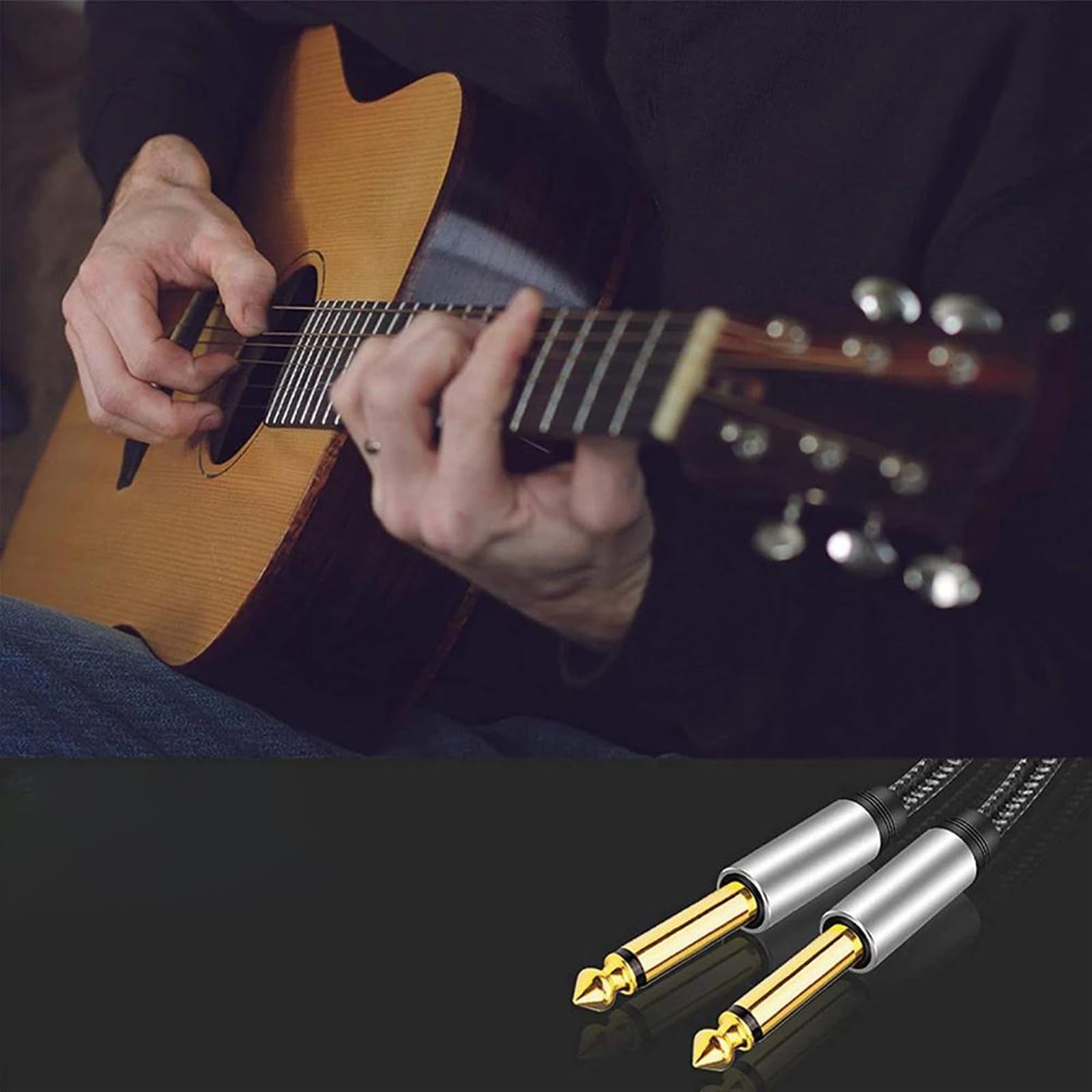 Przewód połączeniowy audio Kabel audio 6,35 mm z męskiego na męskie, czarny, 1M-1,8M(1.8m)