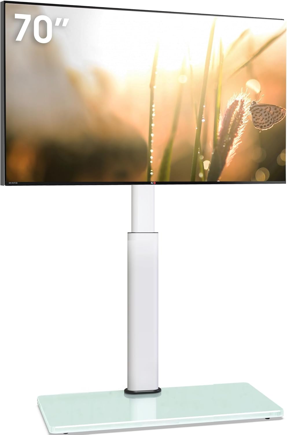 Floor TV Stand for 32-70" TVs, 60 Degree Swivel Floor Standing TV Stand with Tilting, 8 Level Height Adjustable Tall TV Stand for Living Room/Bedroom, Holds up to 88 lbs, MAX VESA 400x400mm White