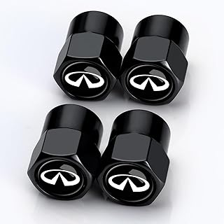 4 PCS Black Metal Tire Valve Stem Caps Suit for Infiniti QX50 Q50 Q70 Q70L Q60 QX30 QX60 QX80 Weel stem Valve caps Air Valve Cap Accessories.