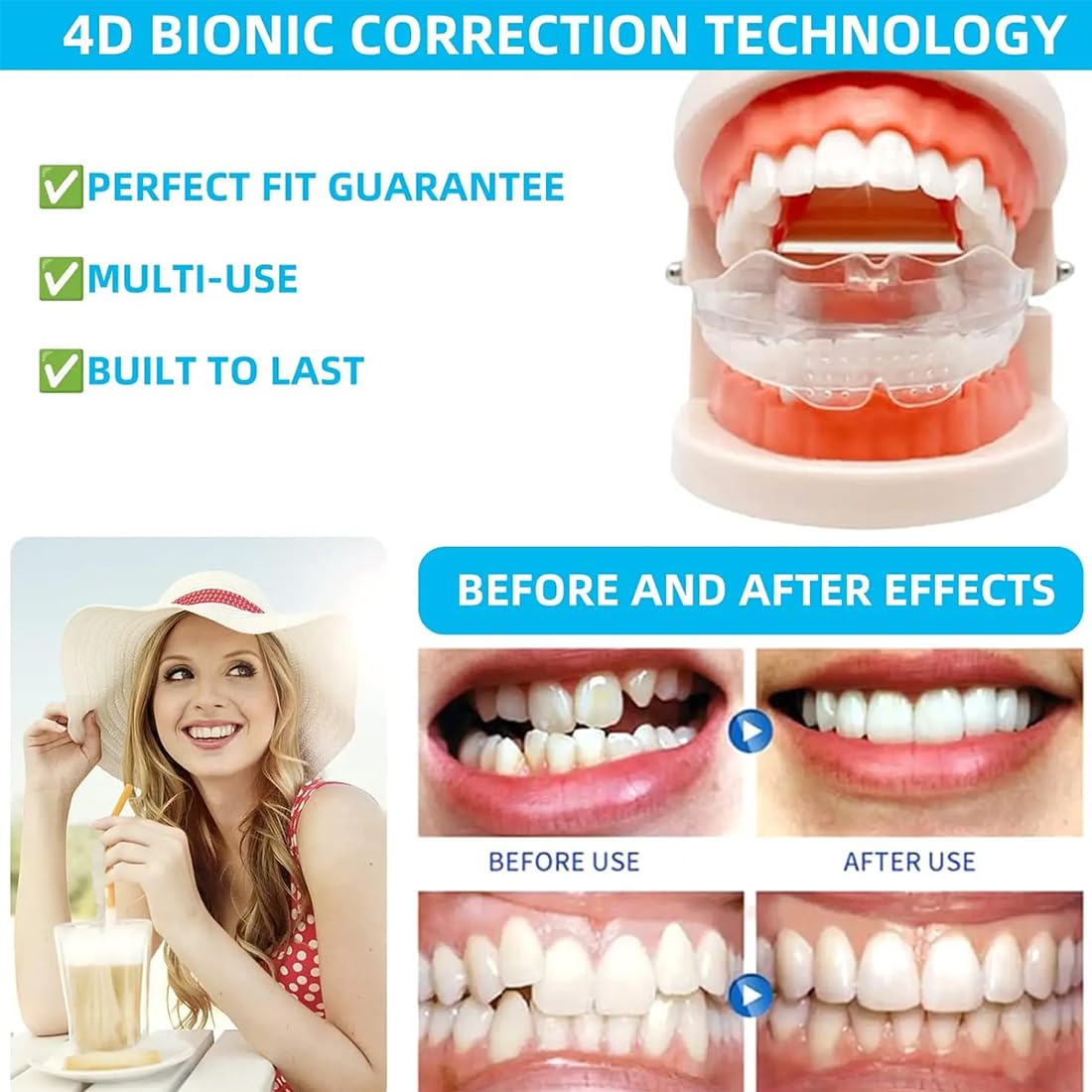 Protector Bucal para Dormir Bruxismo, Férulas Dental Moldeable, 4 Piezas, Material Termoplástico