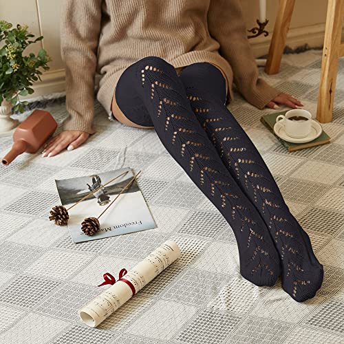 Image of Pcavin Thigh High Socks for Women, Long Cable Knit Over Knee Boot Stockings | Extra Long Fit, Cable Knit Texture, Warm Thick Knit, Winter Boot Socks, Cozy Leg Warmers, Sweater Sock Style