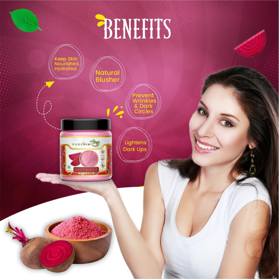 PURE PIK Beetroot Powder 200gm Jar Pack for face | hair | lips | drinking 1