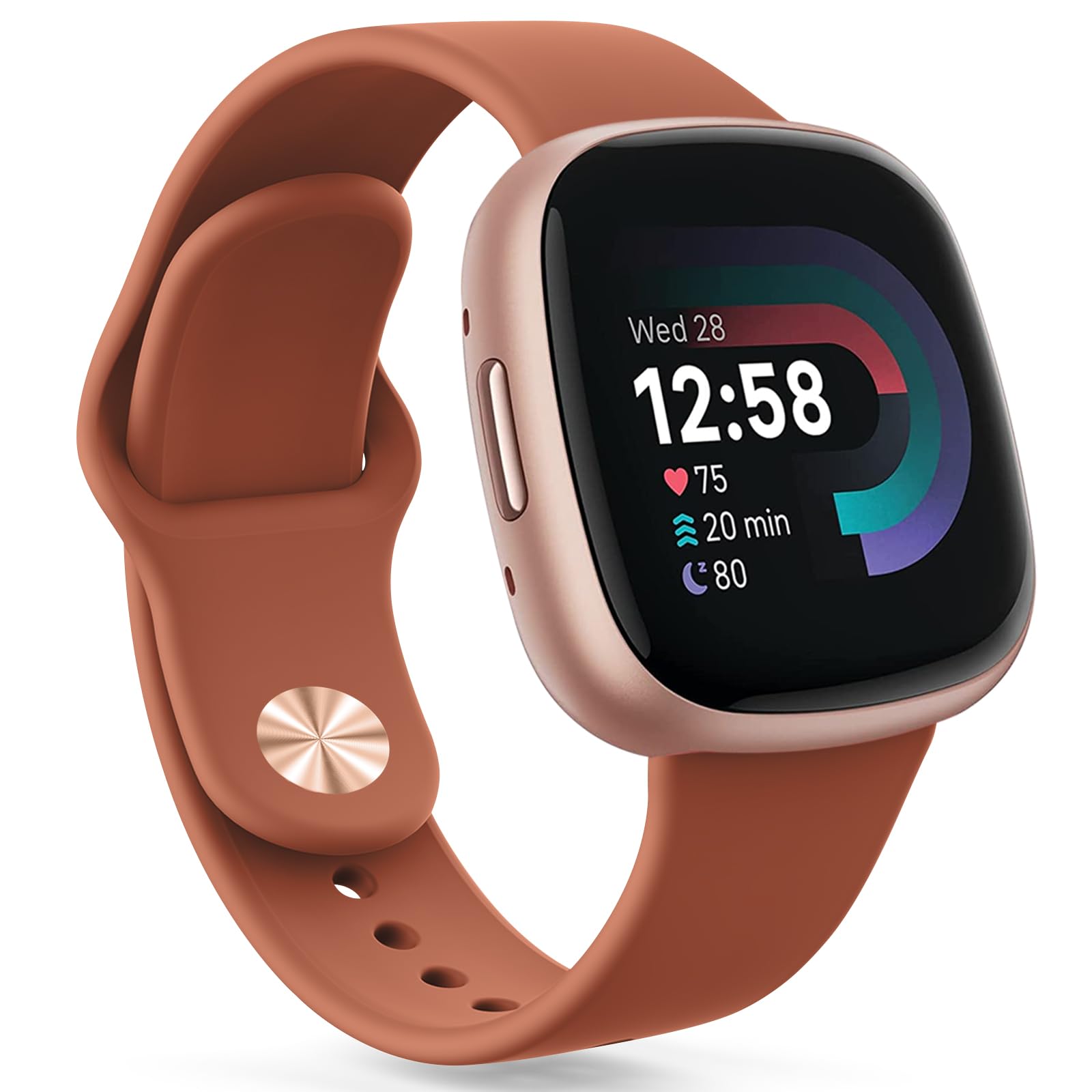 Oumida Pasek do zegarka na rękę Fitbit Versa 3 / Fitbit Versa 4 / Fitbit Sense dla kobiet i mężczyzn, silikonowy, zapasowy pasek do zegarka na rękę Fitbit Versa 3 / Versa 4 / Sense / Sense 2, brązowy