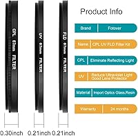Vista 2 de Kit de filtro universal UV CPL FLD de 2.165 in Filtro de protección UV Filtro polarizador circular Filtro fluorescente con tapa de lente Reemplazo