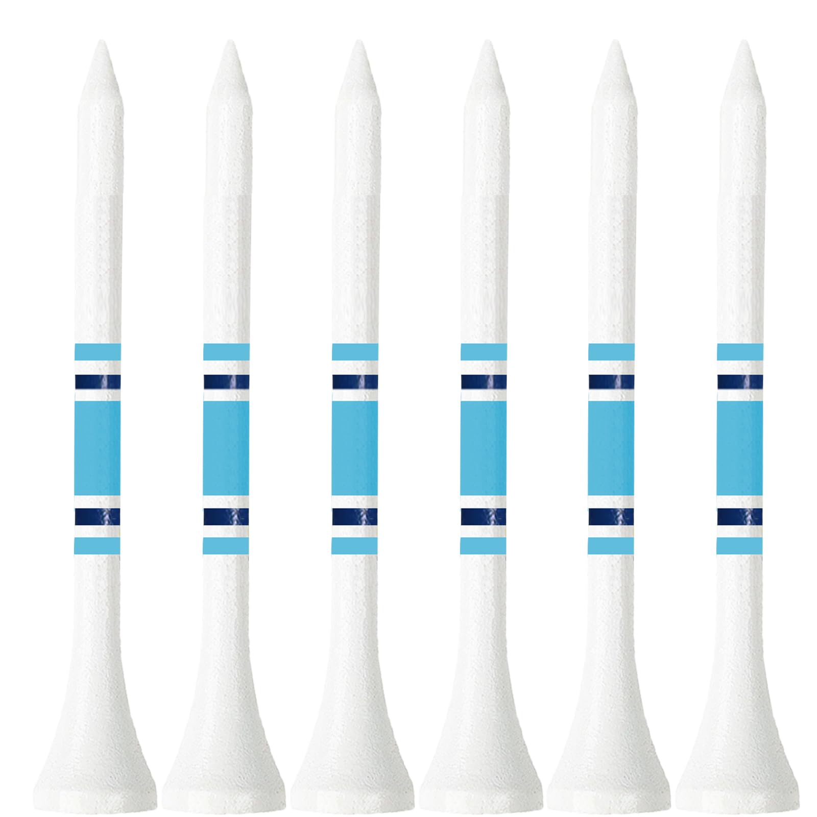 FINGER TEN Golf Tees Wood Wooden 3 1/4" or 2 3/4" 83mm 70mm Bamboo Tees 100 Count,Golf Tees Long Short with Stripe Strong Sustainable Biodegradable Unbreakable Color White Natural (Blue, 2-3/4'')