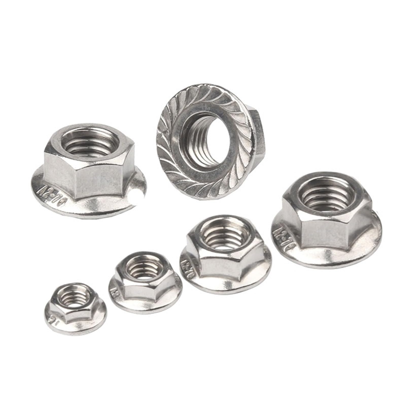 Tuercas Contratuercas Tuerca de sujeción, M3 M4 M5 M6 M8 M10 M12 M16 M20 Tuerca de bloqueo automática dentada de acero inoxidable 304 DIN6923 Spinlock dentado(M10 X 10pcs)