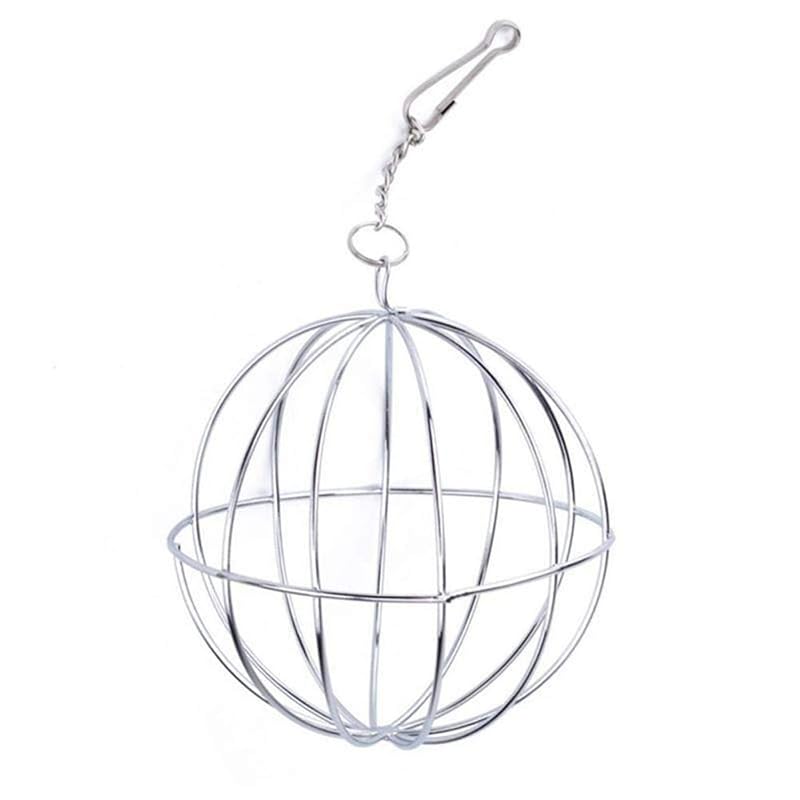 Bola alimentadora para feno e petiscos para pequenos animais UXELY em aço inoxidável, 8 x 8 x 13 cm