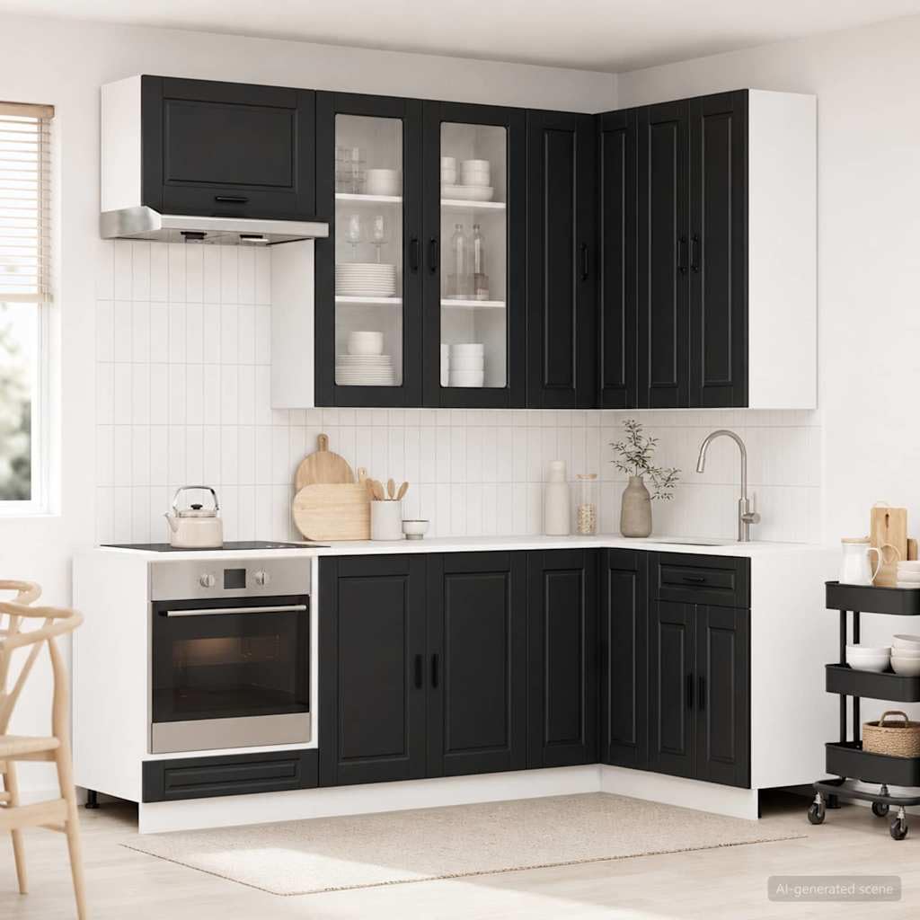 Kitchenette Porto Bloc de cuisine modulable 8 pièces Noir
