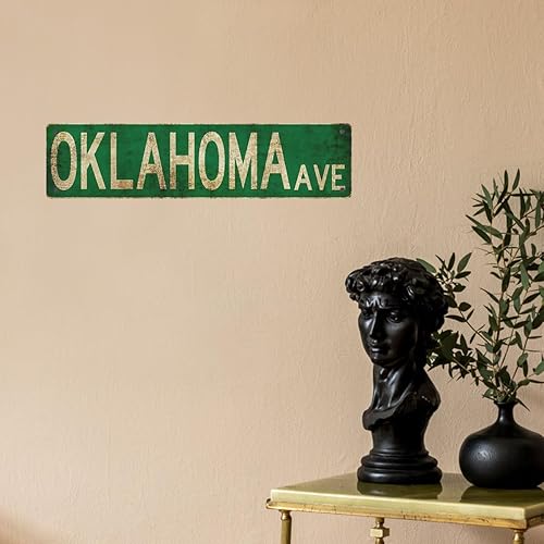 Miniatura 2 de Letreros de metal retro de 4 x 16 pulgadas, estilo Instagram, letreros de calle de Oklahoma Ave, parque de atracciones, pintoresco, retro, señales