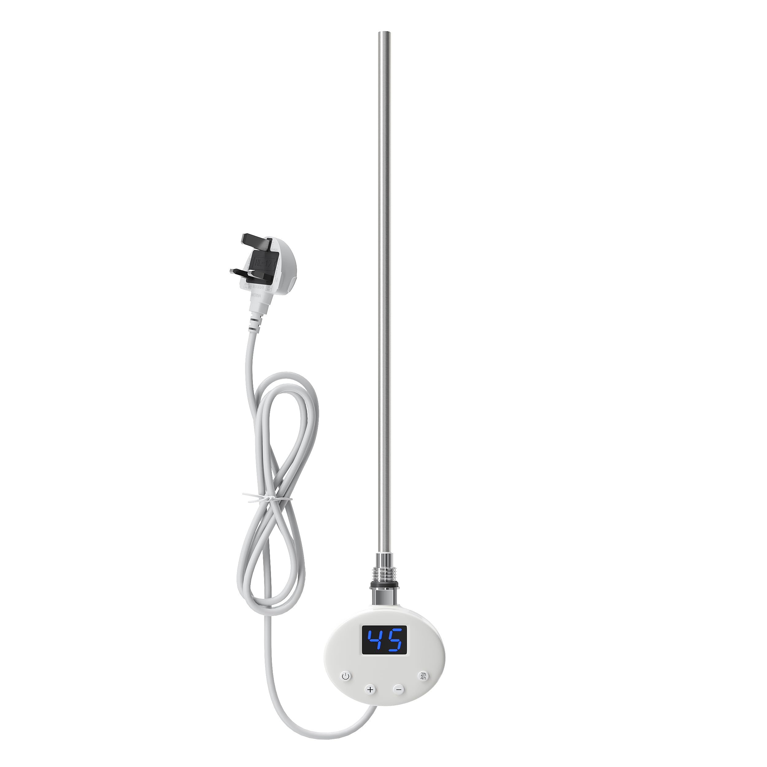 ELEGANT 600W Smart Thermostatic Towel Rail Electric Heating Element with Plug, Timer LCD Display, Child Lock Function Heating Rod for Bathroom Heated Towel Rails and Radiators White