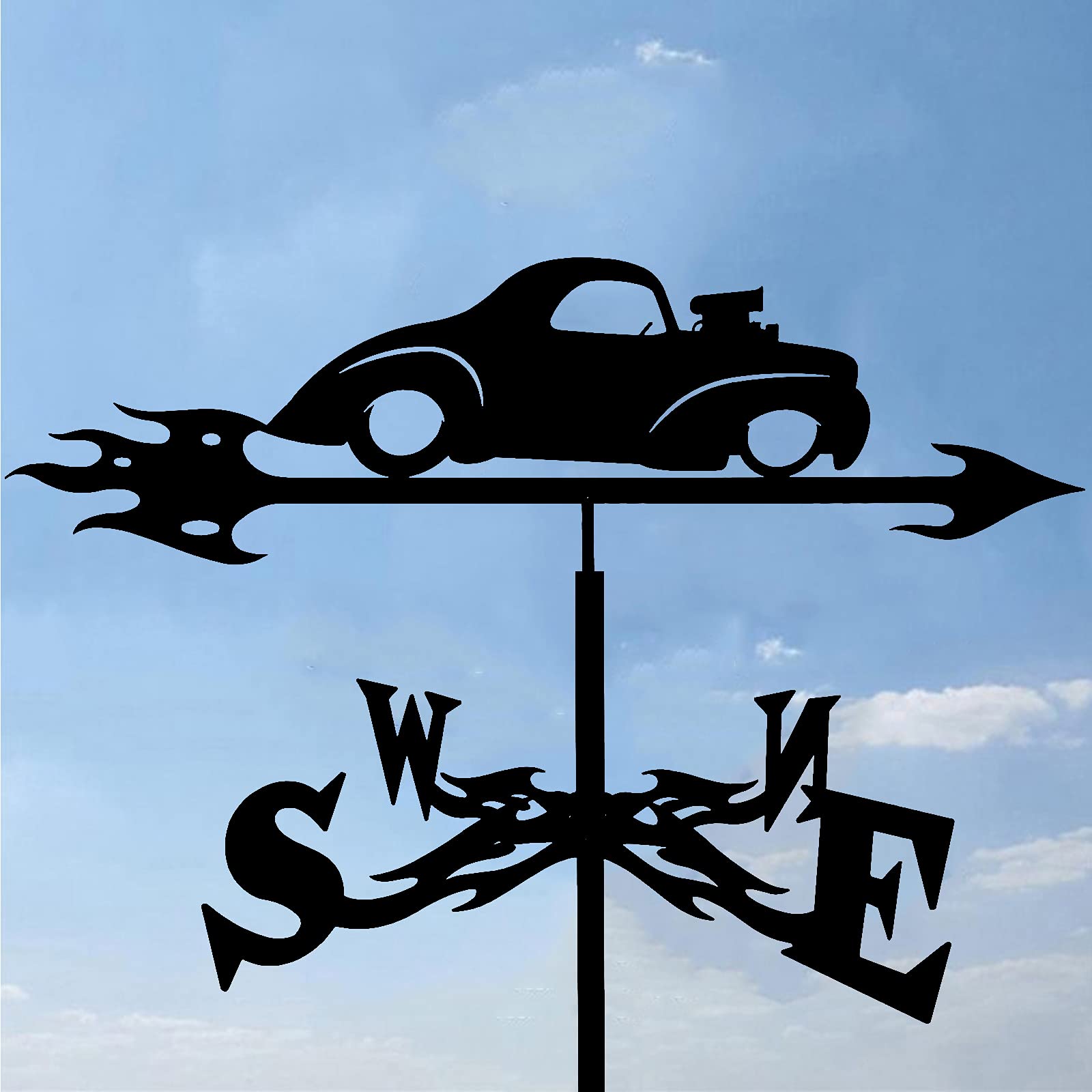 TAXXII Metal Weathervane with Silhouettes Ornament, Wind Vane Weathercock Garden Stake Outdoor courtyard weather vane wrought iron Direction Indicator Professional Measuring Tool