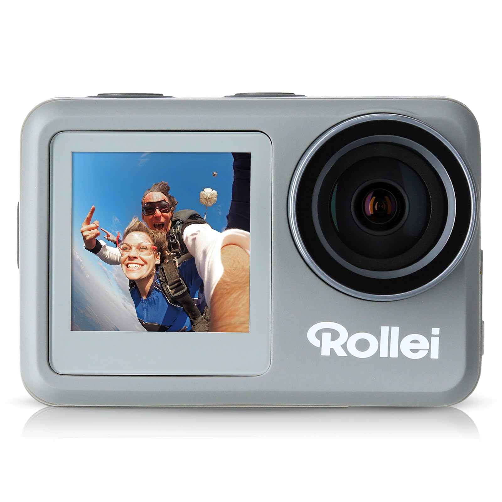 Rollei Action-Cam 9s Plus I 4K 60fps Unterwasserkamera mit Selfie-Display, Bildstabilisierung, Zeitraffer, Slow-Motion, Loop Funktion I Wasserdicht bis 10m, 65,5 x 43,8 x 26,5 mm