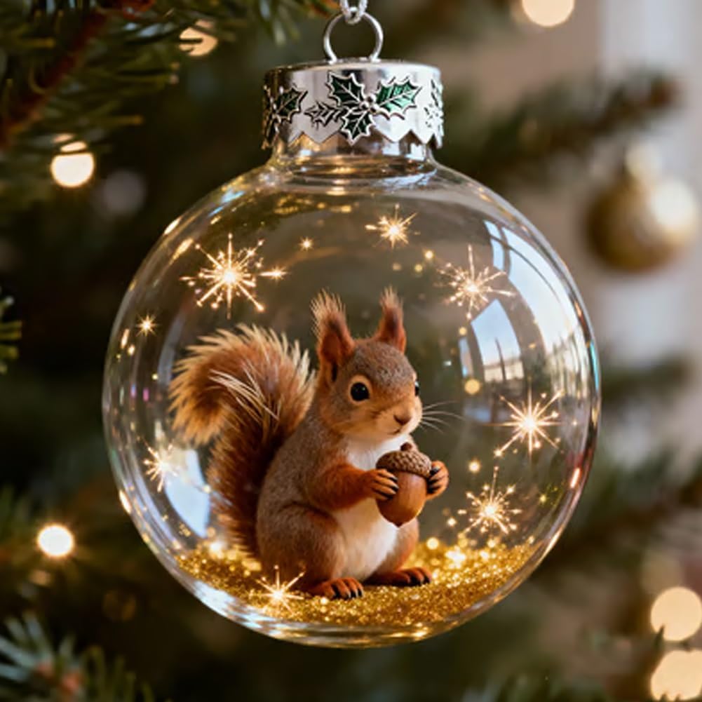 Adorno de bola de cristal, decoración navideña hecha a mano, bola de plástico transparente para árbol y regalos conmemorativos, diseño de conejo de nieve