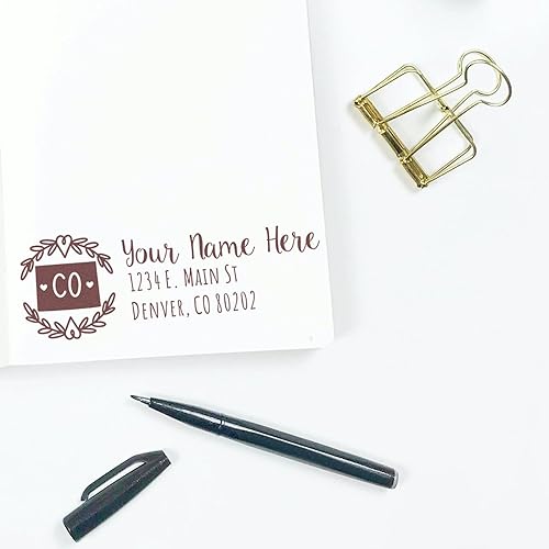 Miniatura 296 de State Love - Sello de dirección autoentintado para Texas, caja rosa, púrpura o negra, impresiones limpias y nítidas, diseño rectangular, tamaño 7/8