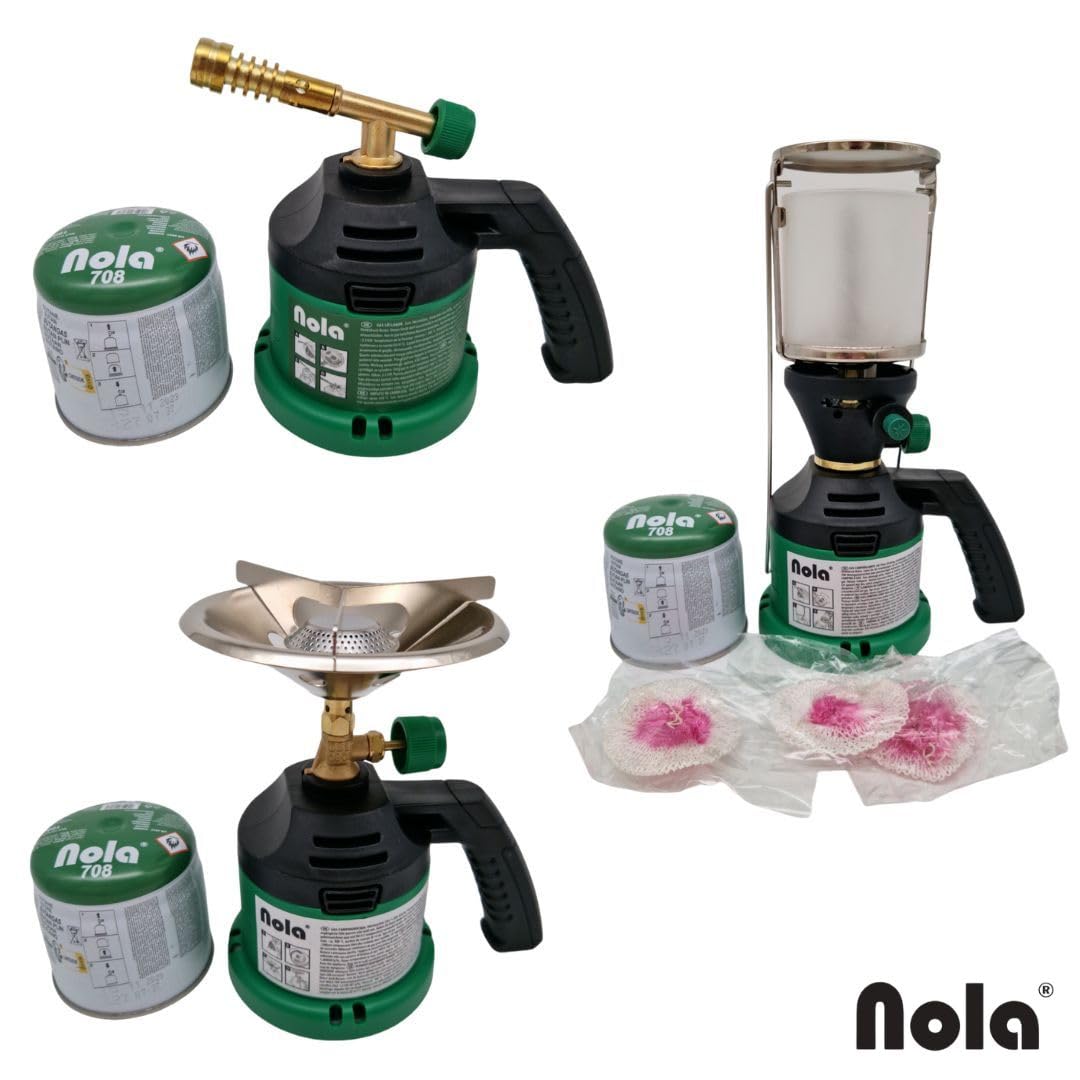 NOLA Cartuchos de Gas butano 190 g (Pack de 8) | Cartuchos universales para hornillos, lámparas y quemadores de Camping | Compatible con Dispositivos de Cartucho 708