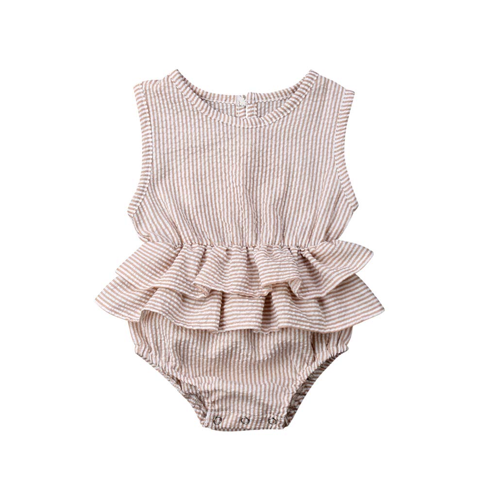 Baby Girls Ruffle Sleeveless Romper Jumpsuit One Piece Cotton Bodysuit Sunsuit Outfit Infant Summer Clothes 0-24M