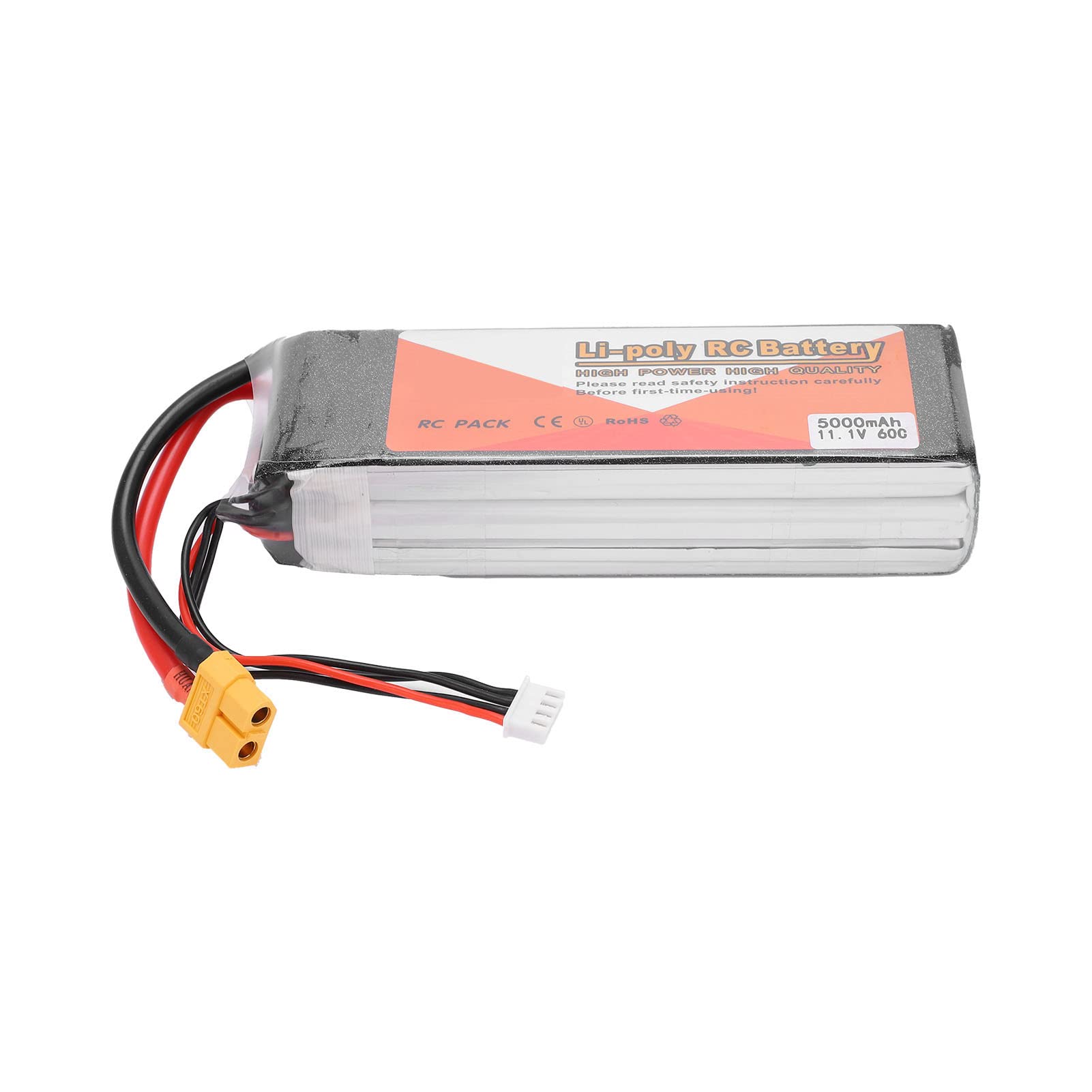 11,1 V 5000 MAh 60 C Lipo-Akku mit Hoher Kapazität für RC-Drohnen, Quadrocopter, Autos und Flugzeuge. XT60-Stecker, 485 G