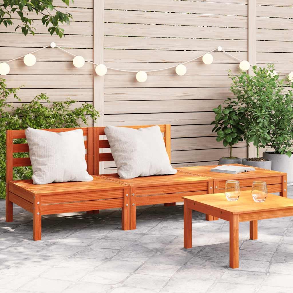 vidaXL Canapé de Jardin 3 Places Cire Marron Bois de pin Massif