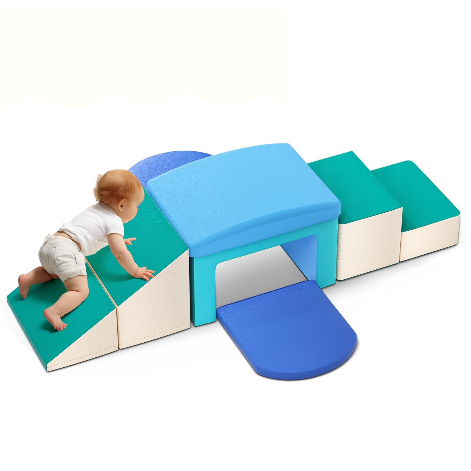 Soft Play Set,Baby Foam Blocks Climb and Crawl Activity Toys,6-Piece Climbing Toys for Toddlers 1-3,Foam Climbing Blocks(Macarons)