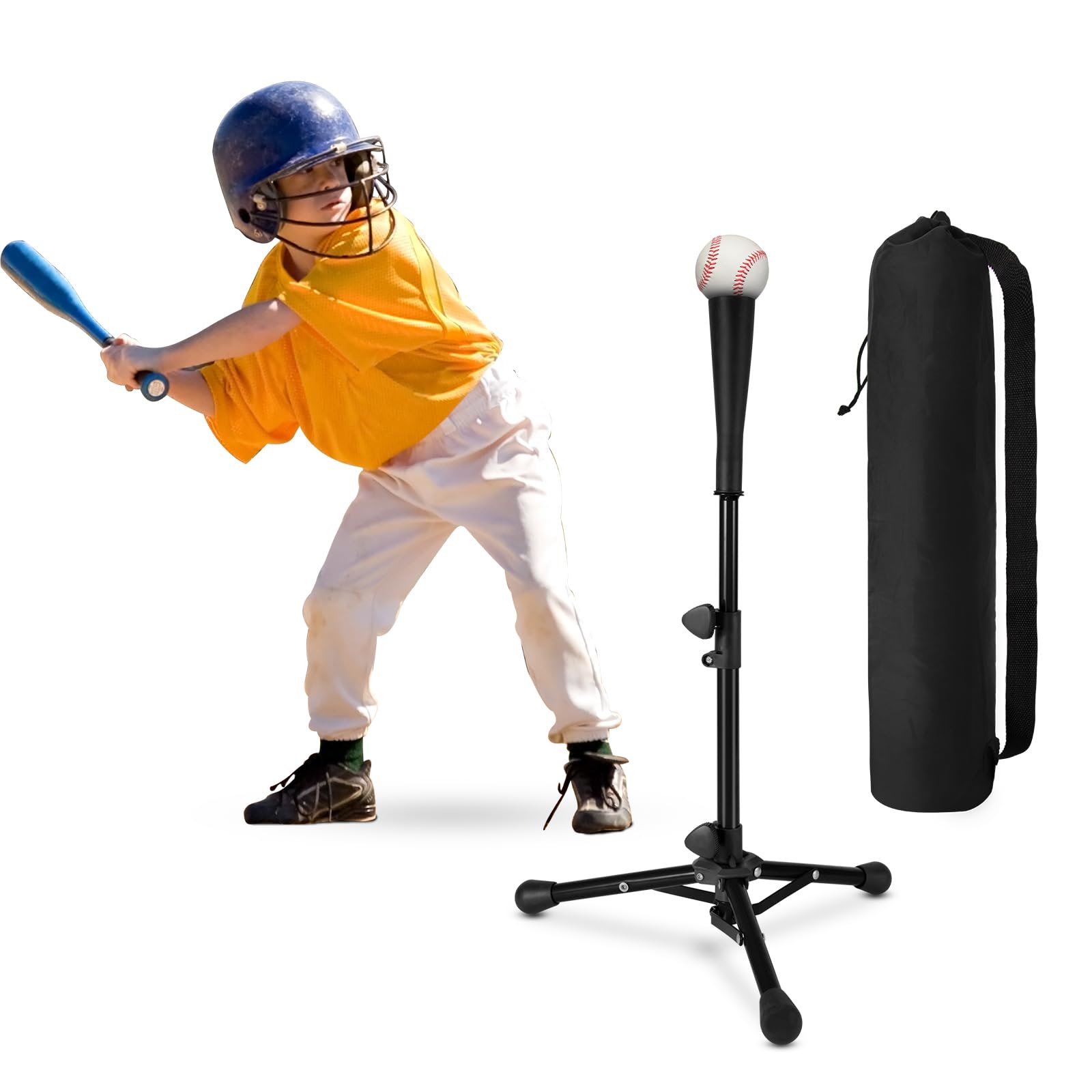 Tee Ball Set Adjustable Baseball Tee For Kids (20-31in Height) - Foldable  Batting Trainer With Carry Bag Tanner Tee, image size:1600x1600