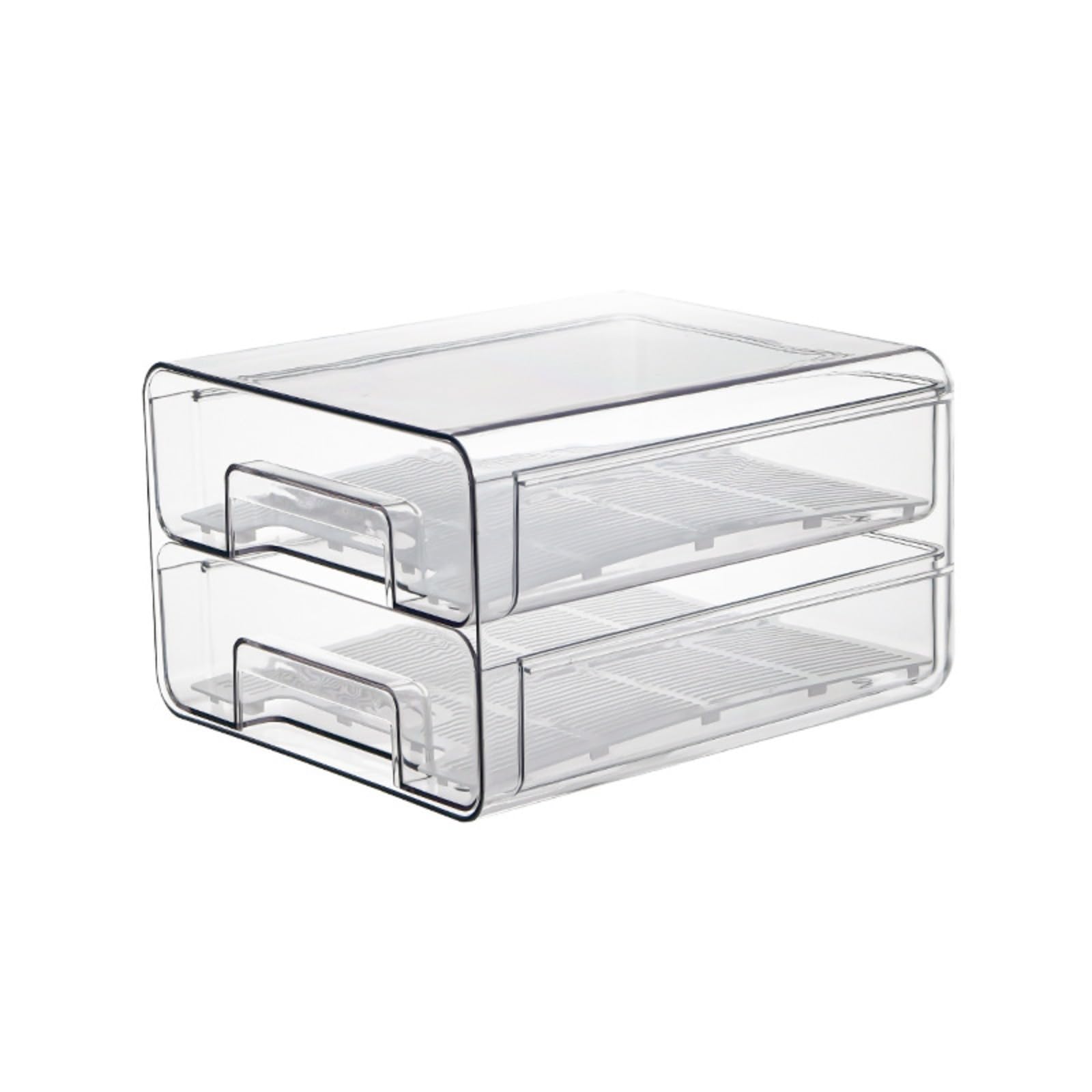 Stackable Fridge Storage Drawers with Lids, Pull Out Organizer Bins