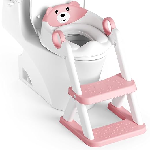 Potty Training Seat, Upgrade Toddler Toilet Seat for Kids Boys Girls, 2 in 1 Potty Training Toilet, Splash Guard Anti-Slip Pad Step Stool