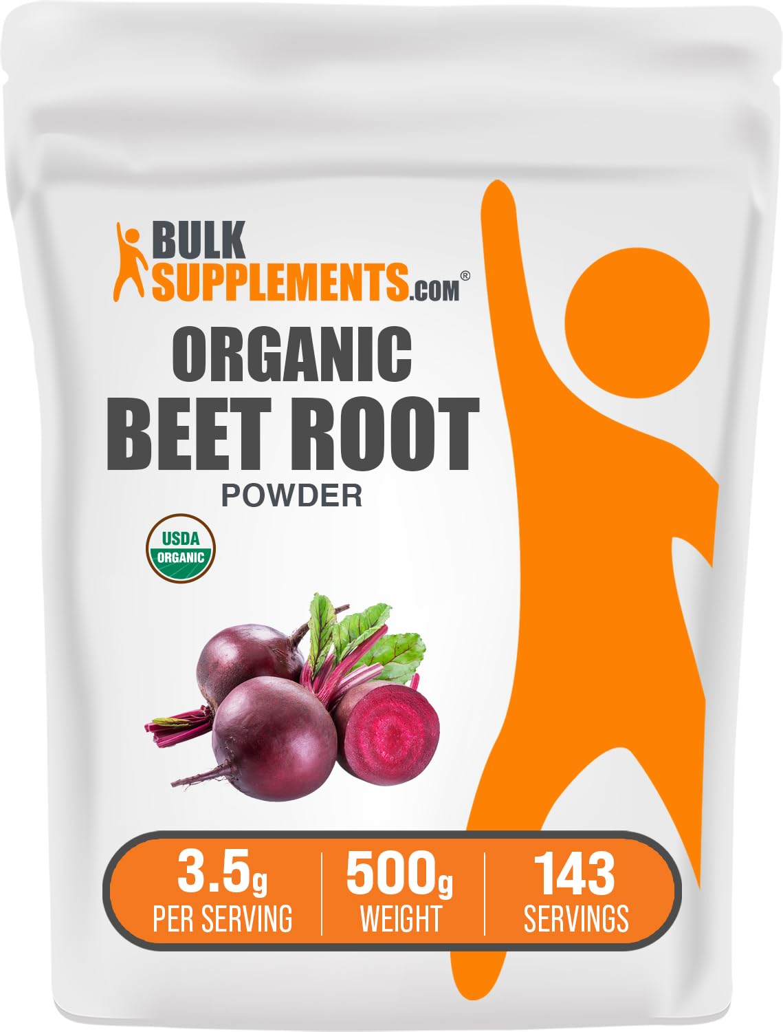 BulkSupplements.com Organic Beet Root Powder - Superfood Supplement, Beet Root Supplements - Vegan & Gluten Free, 3.5g per Serving, 500g (1.1 lbs) (Pack of 1)USDA Organic