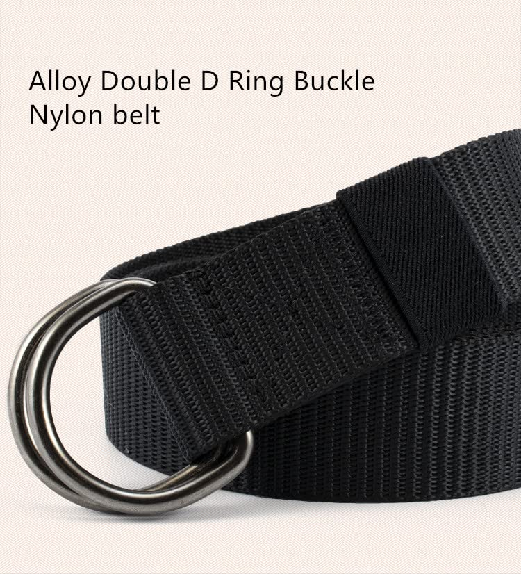 Casual Nylon Belts for Mens Women, Adjustable Double D-Ring Buckle Slide Carry Web Belt2